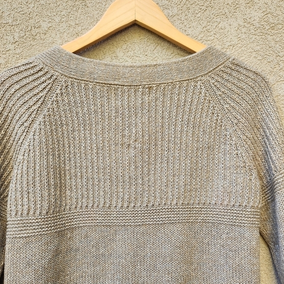 Eddie Bauer Cardigan Women's Medium Beige 3/4 Sleeve Linen Cotton Blend Sweater - Picture 7 of 12